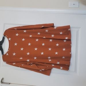 Rust Color Star Print Top